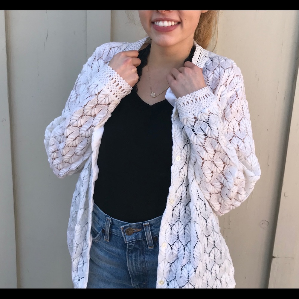 Great Vintage Lace Style Cardigan 60’s Style LG❤️